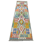 251 x 76 cm Hand-Woven Afghan Kilim Runner Rug – Wool Flatweave
