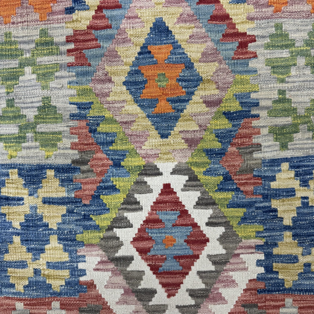 251 x 76 cm Hand-Woven Afghan Kilim Runner Rug – Wool Flatweave