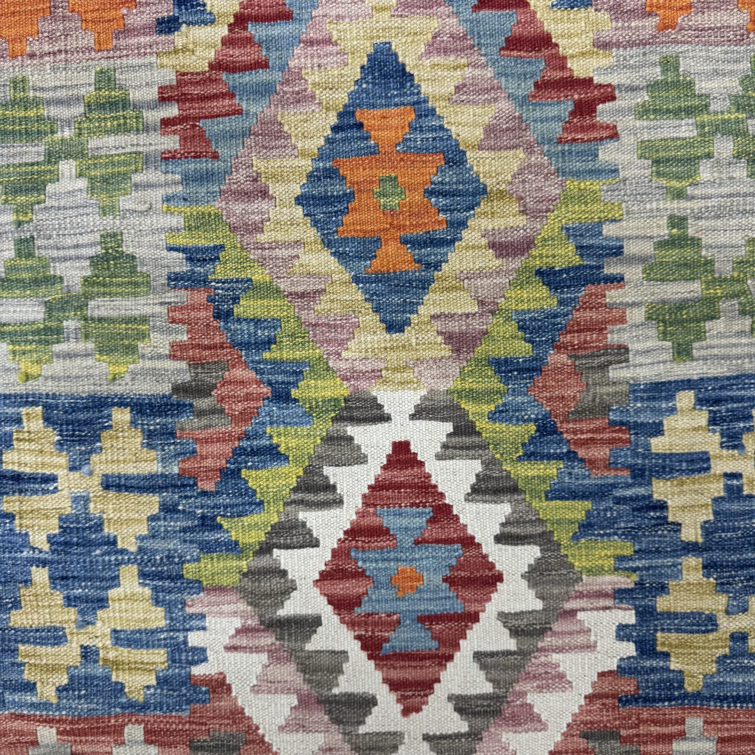 251 x 76 cm Hand-Woven Afghan Kilim Runner Rug – Wool Flatweave