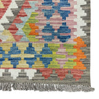 251 x 76 cm Hand-Woven Afghan Kilim Runner Rug – Wool Flatweave
