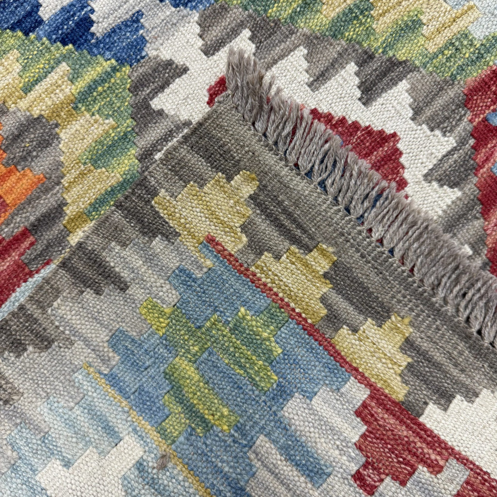 251 x 76 cm Hand-Woven Afghan Kilim Runner Rug – Wool Flatweave