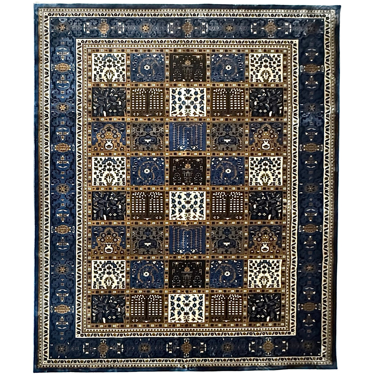 400 x 300 cm Blue Beige Bakhtiari Design Machine-Made Rug