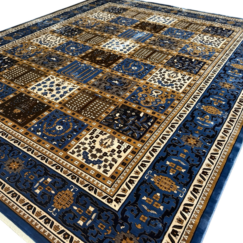 400 x 300 cm Blue Beige Bakhtiari Design Machine-Made Rug
