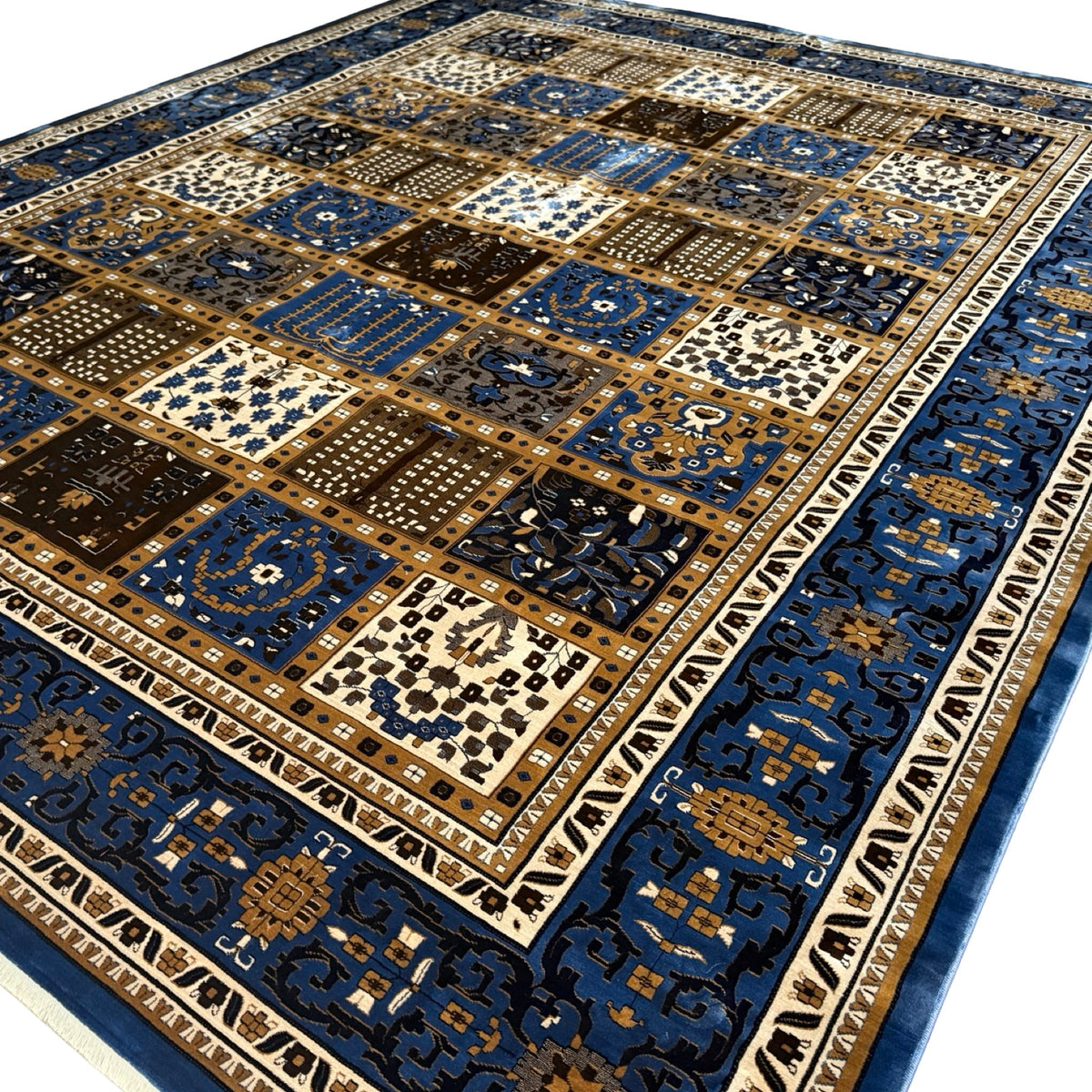 400 x 300 cm Blue Beige Bakhtiari Design Machine-Made Rug