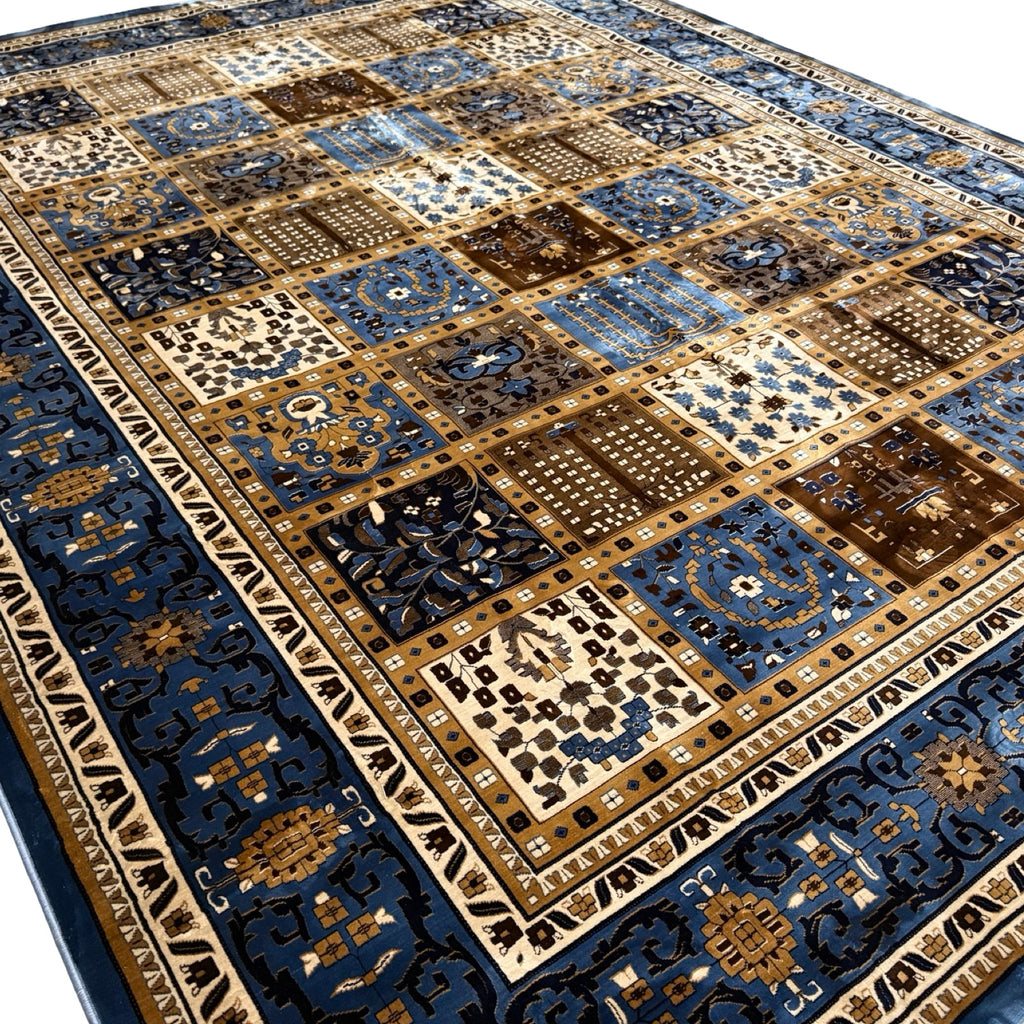400 x 300 cm Blue Beige Bakhtiari Design Machine-Made Rug