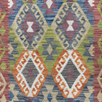 273 x 78 cm Hand-Woven Afghan Kilim Runner Rug – Wool Flatweave