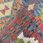 273 x 78 cm Hand-Woven Afghan Kilim Runner Rug – Wool Flatweave
