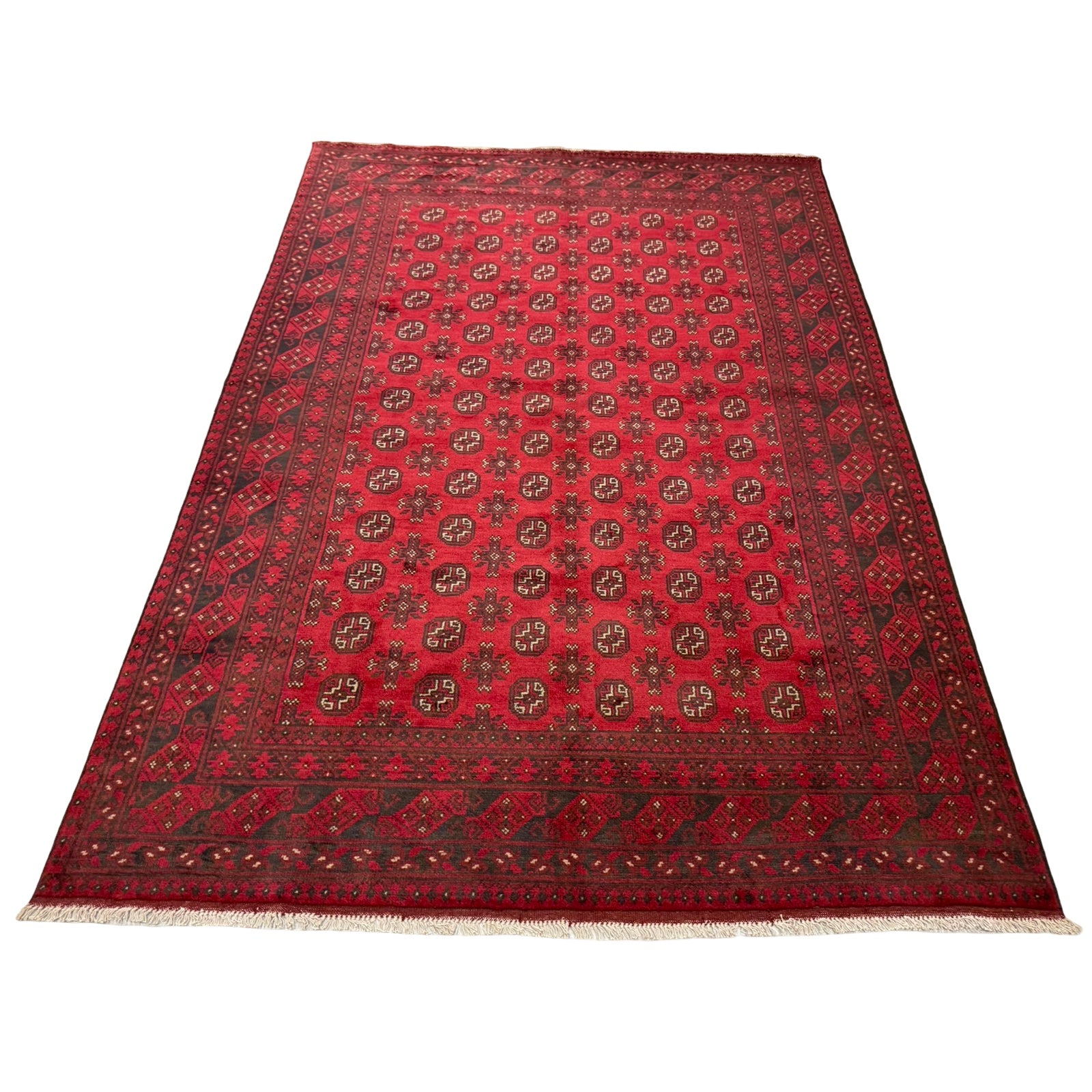 291 x 198 cm Hand-Knotted Afghan Akche Bokhara Rug