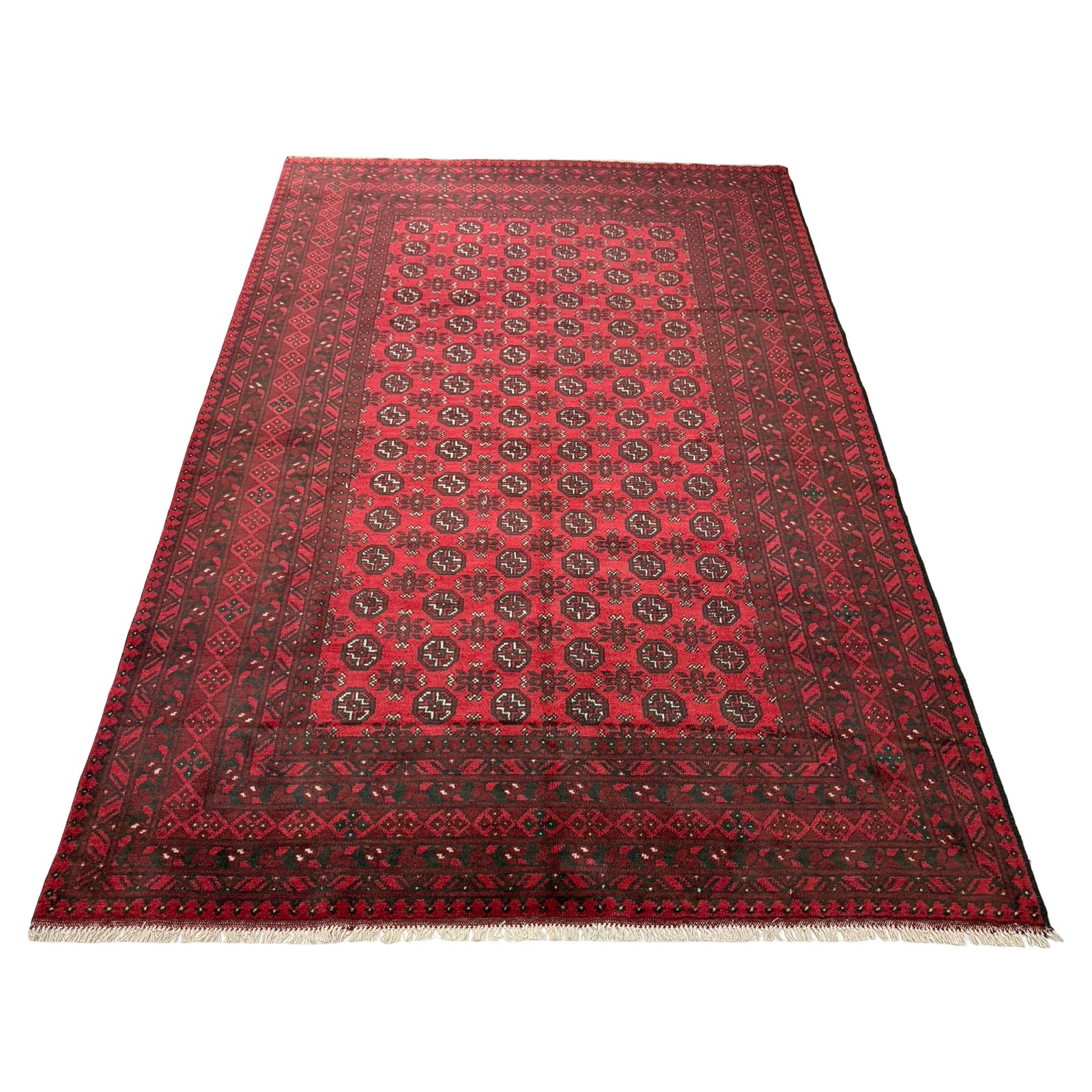 290 x 199 cm Hand-Knotted Afghan Akche Bokhara Rug