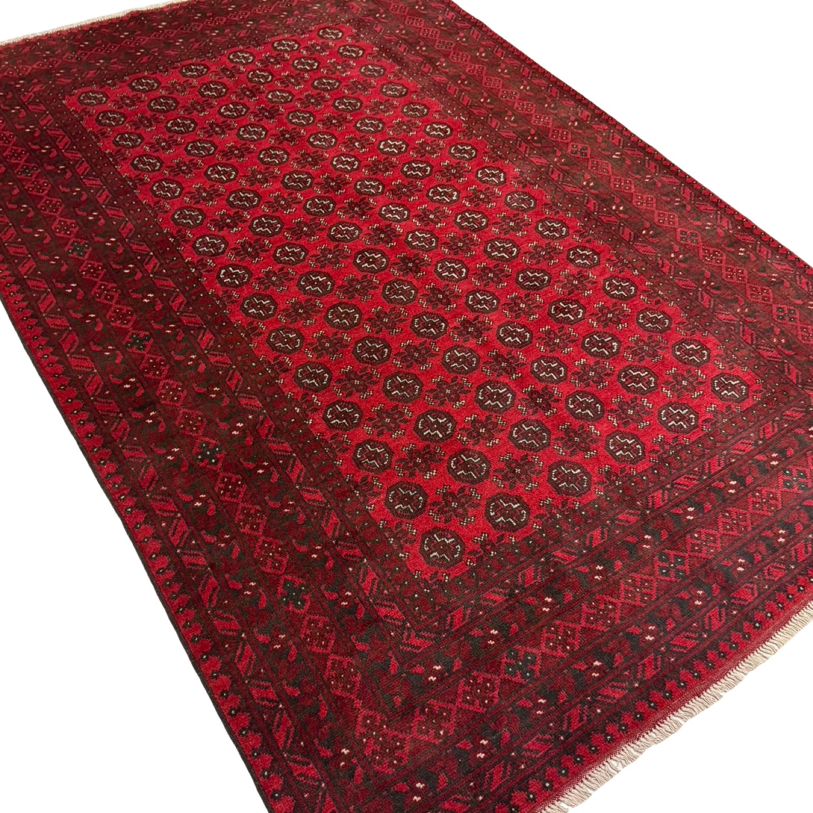 290 x 199 cm Hand-Knotted Afghan Akche Bokhara Rug