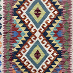 205 x 85 cm Hand-Woven Afghan Kilim Runner Rug – Wool Flatweave