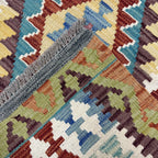 203 x 85 cm Hand-Woven Afghan Kilim Runner Rug – Wool Flatweave
