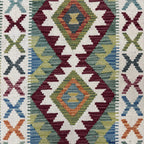 200 x 78 cm Hand-Woven Afghan Kilim Runner Rug – Wool Flatweave