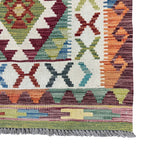 200 x 78 cm Hand-Woven Afghan Kilim Runner Rug – Wool Flatweave
