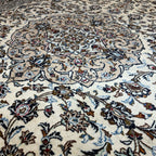 341 x 252 cm Hand Knotted Persian Kashan Cream Wool Rug