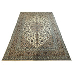 341 x 252 cm Hand Knotted Persian Kashan Cream Wool Rug
