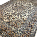 341 x 252 cm Hand Knotted Persian Kashan Cream Wool Rug