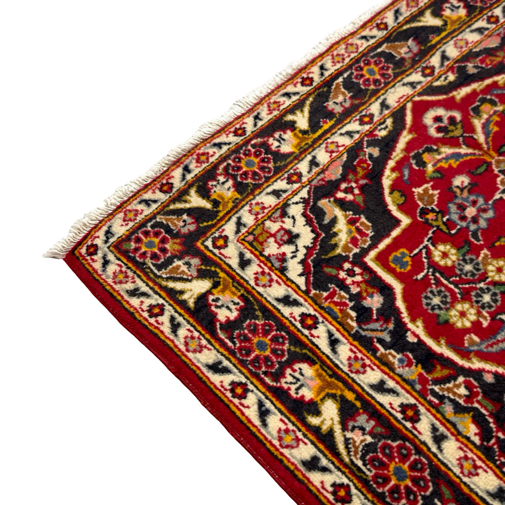 130 x 76 cm Hand-Knotted Persian Kashan Wool Rug