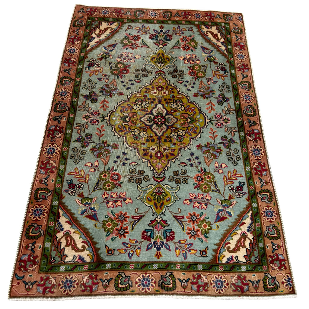 146 x 96 cm Vintage Persian Tabriz Wool Rug