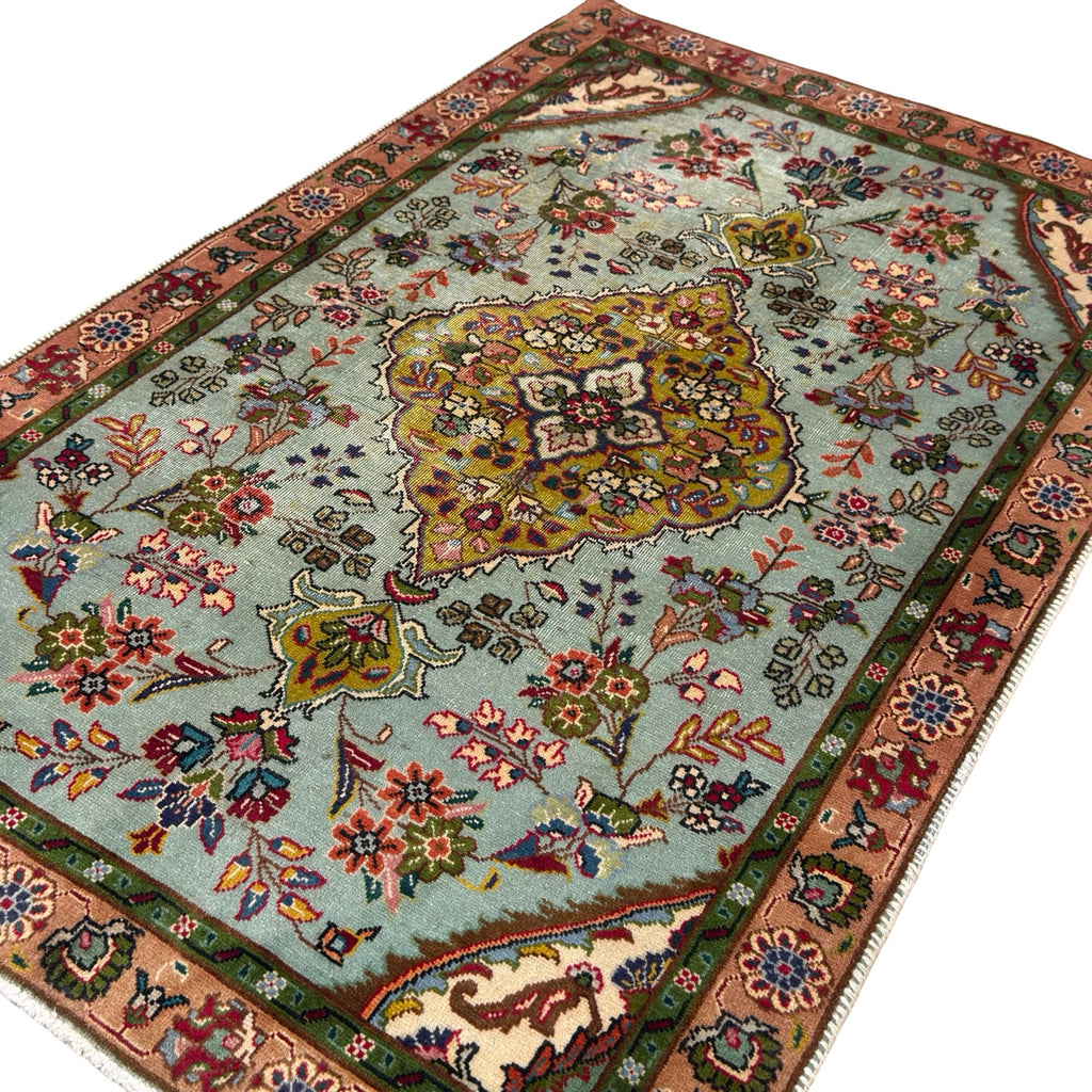146 x 96 cm Vintage Persian Tabriz Wool Rug