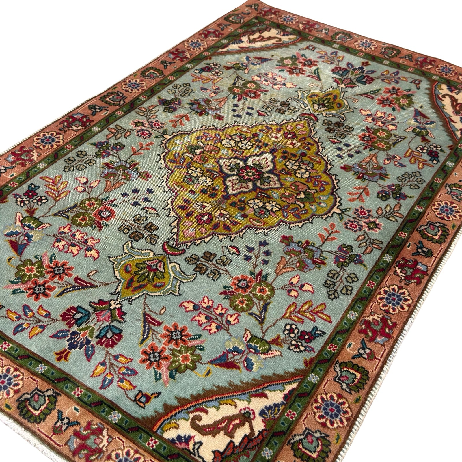 146 x 96 cm Vintage Persian Tabriz Wool Rug