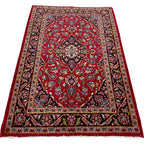 156 x 104 cm Hand-Knotted Persian Kashan Wool Rug