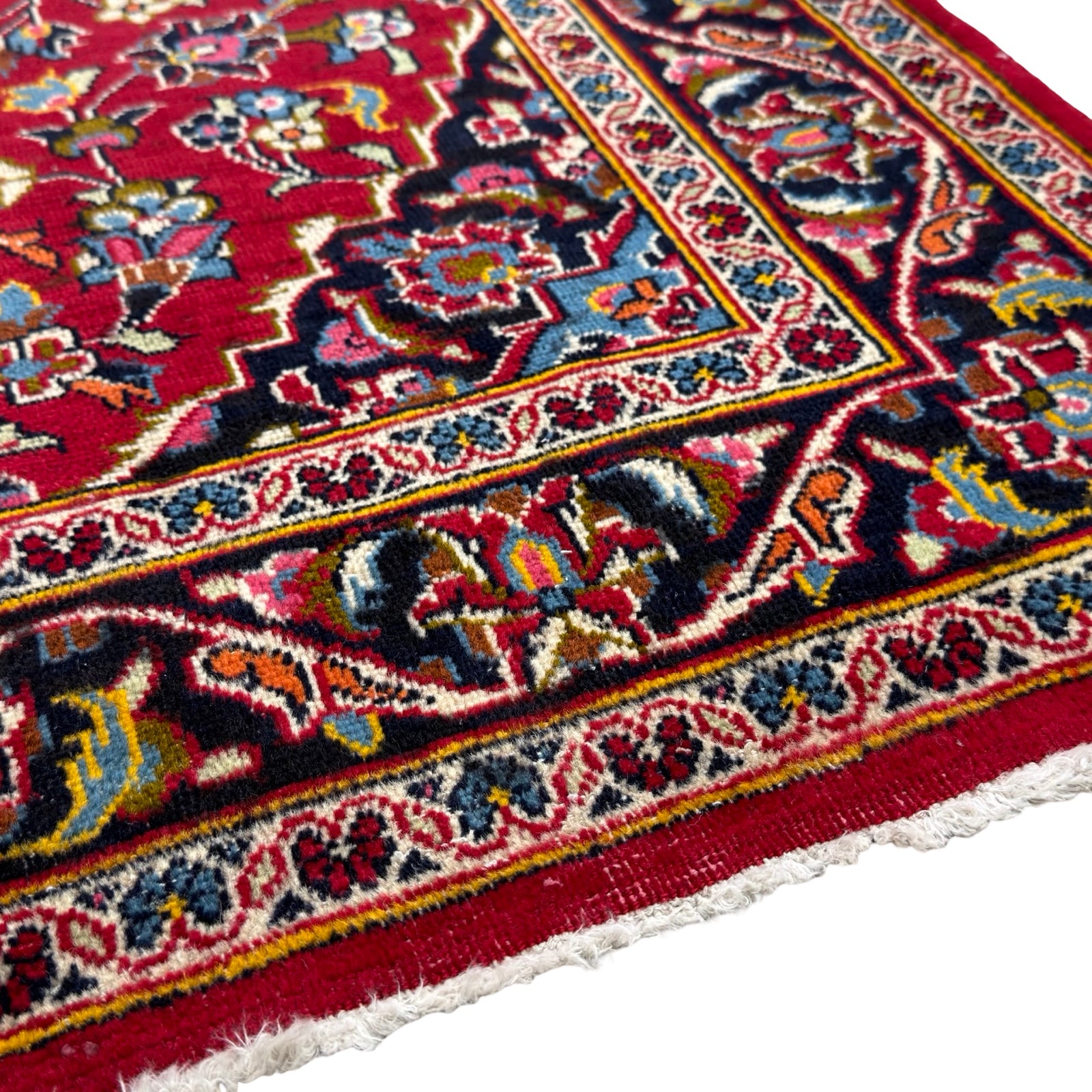 156 x 104 cm Hand-Knotted Persian Kashan Wool Rug