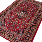 156 x 104 cm Hand-Knotted Persian Kashan Wool Rug