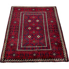 140 x 120 cm Hand-Knotted Persian Baluch Wool Rug
