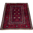 140 x 120 cm Hand-Knotted Persian Baluch Wool Rug