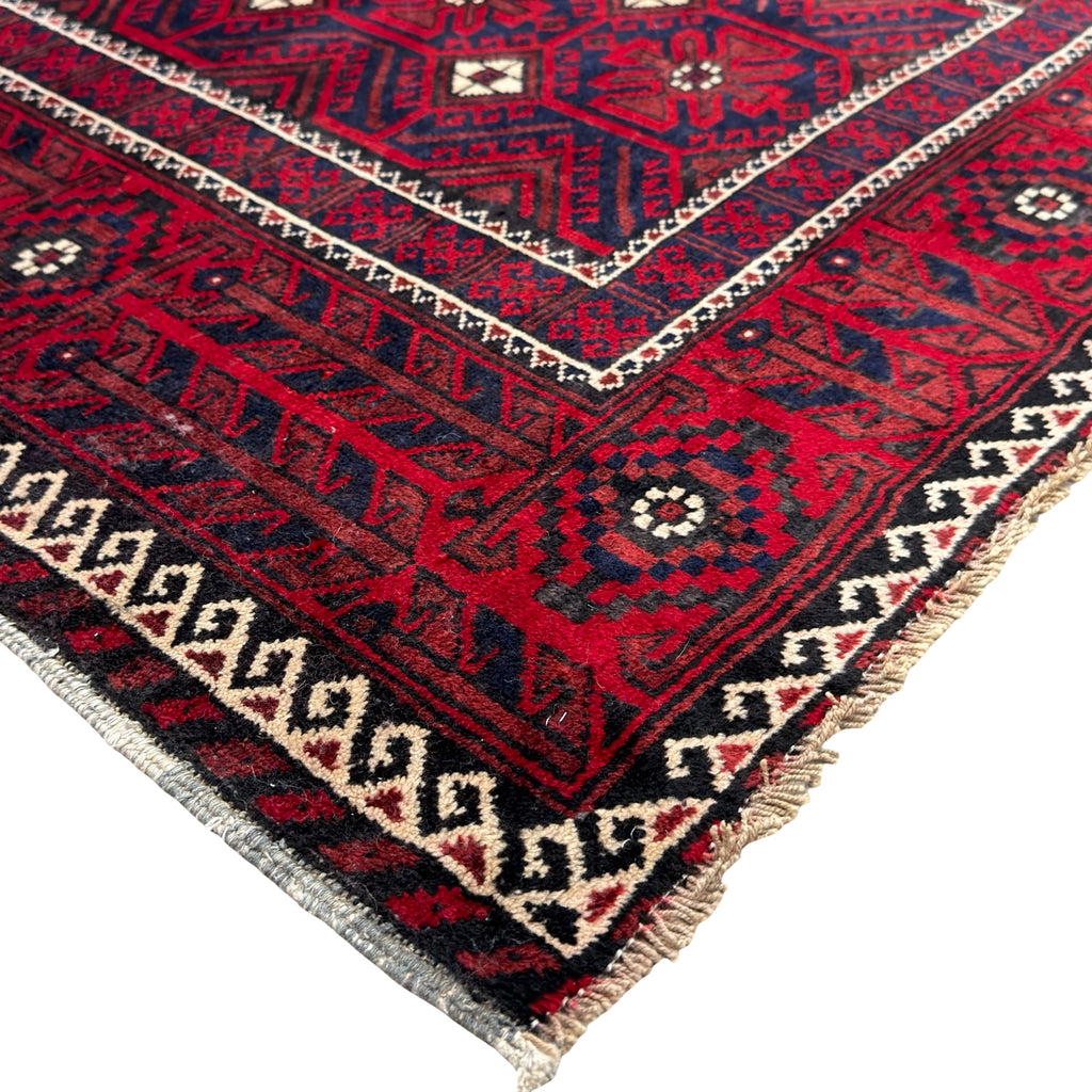 140 x 120 cm Hand-Knotted Persian Baluch Wool Rug
