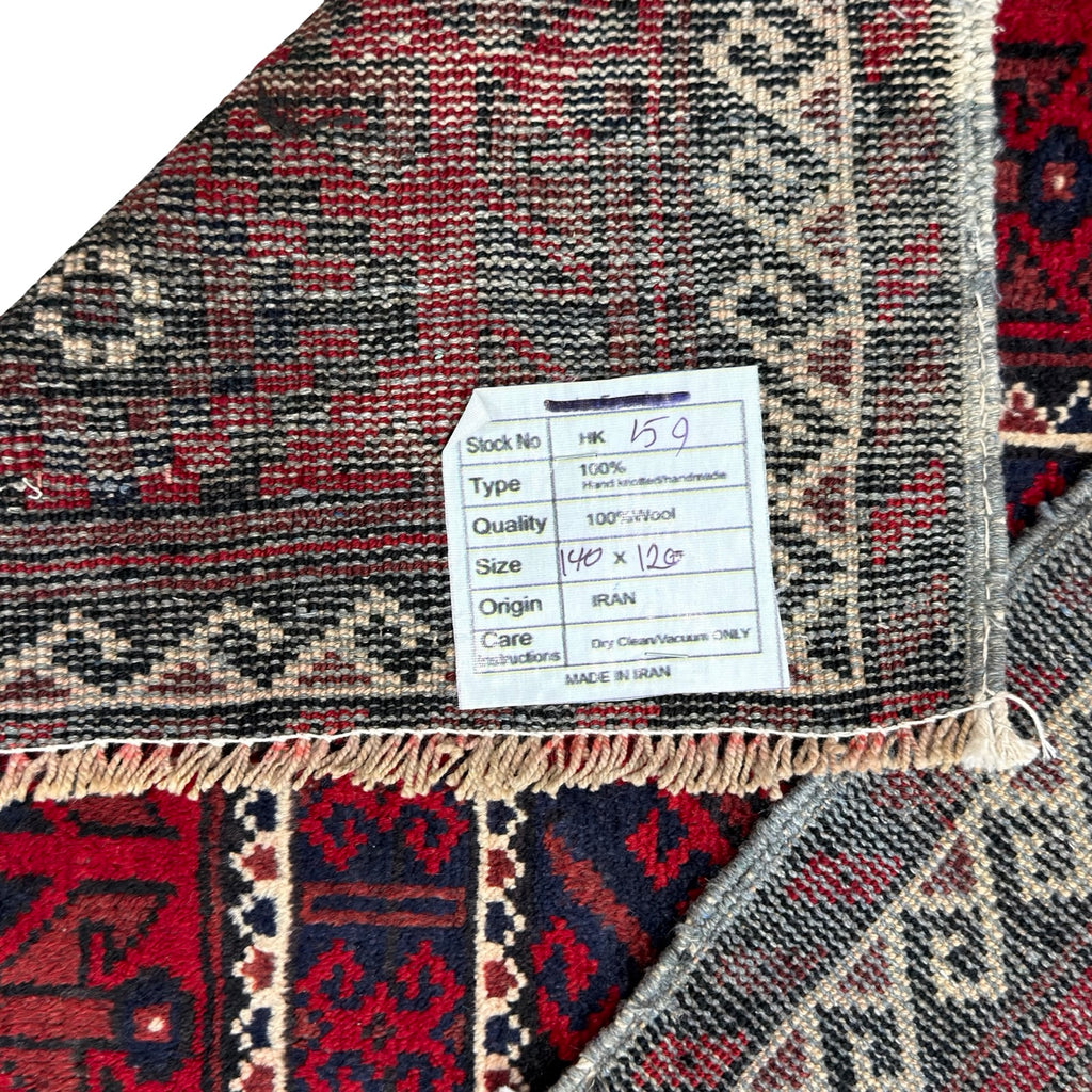 140 x 120 cm Hand-Knotted Persian Baluch Wool Rug