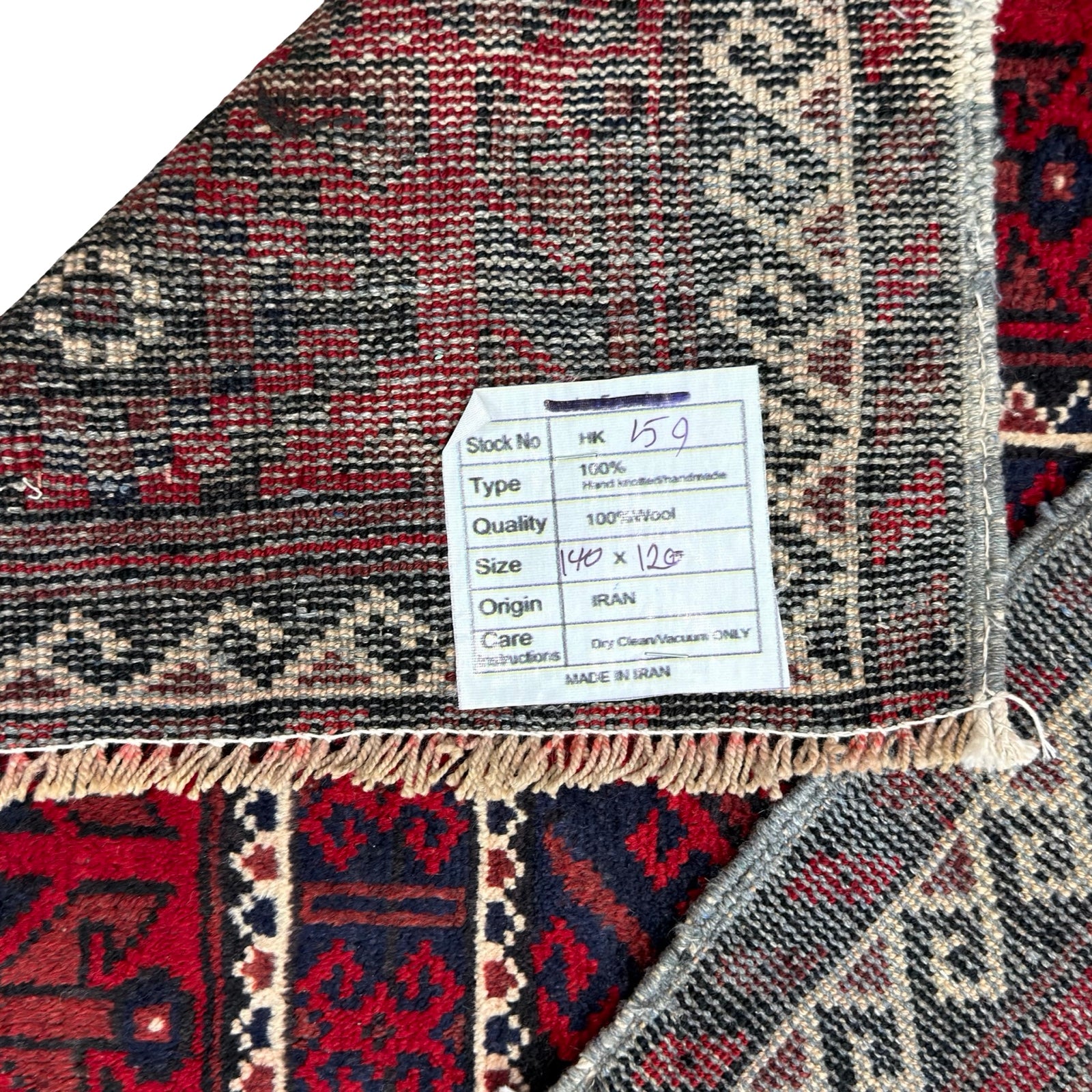 140 x 120 cm Hand-Knotted Persian Baluch Wool Rug