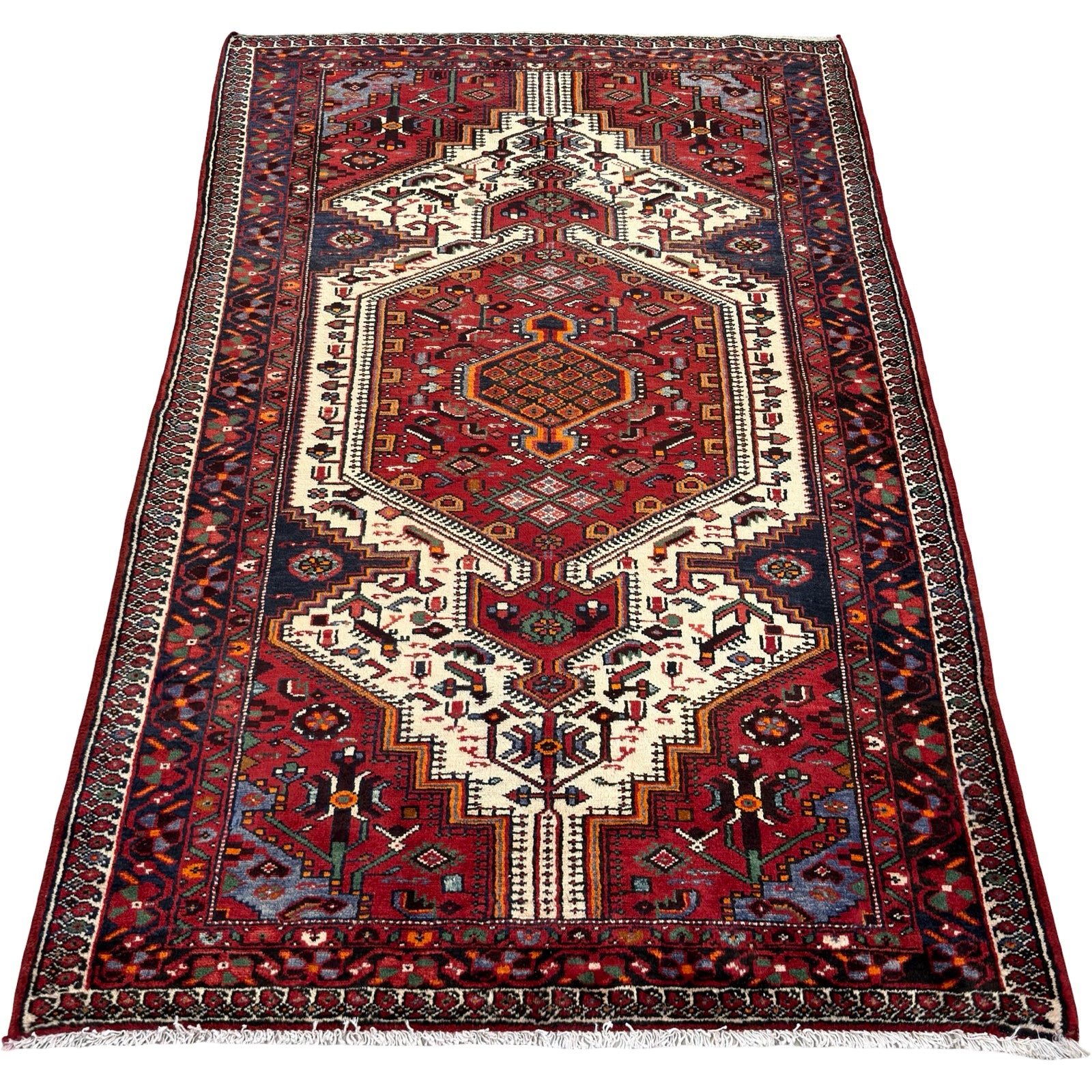 227 x 146 cm Vintage Persian Hamadan Wool Rug