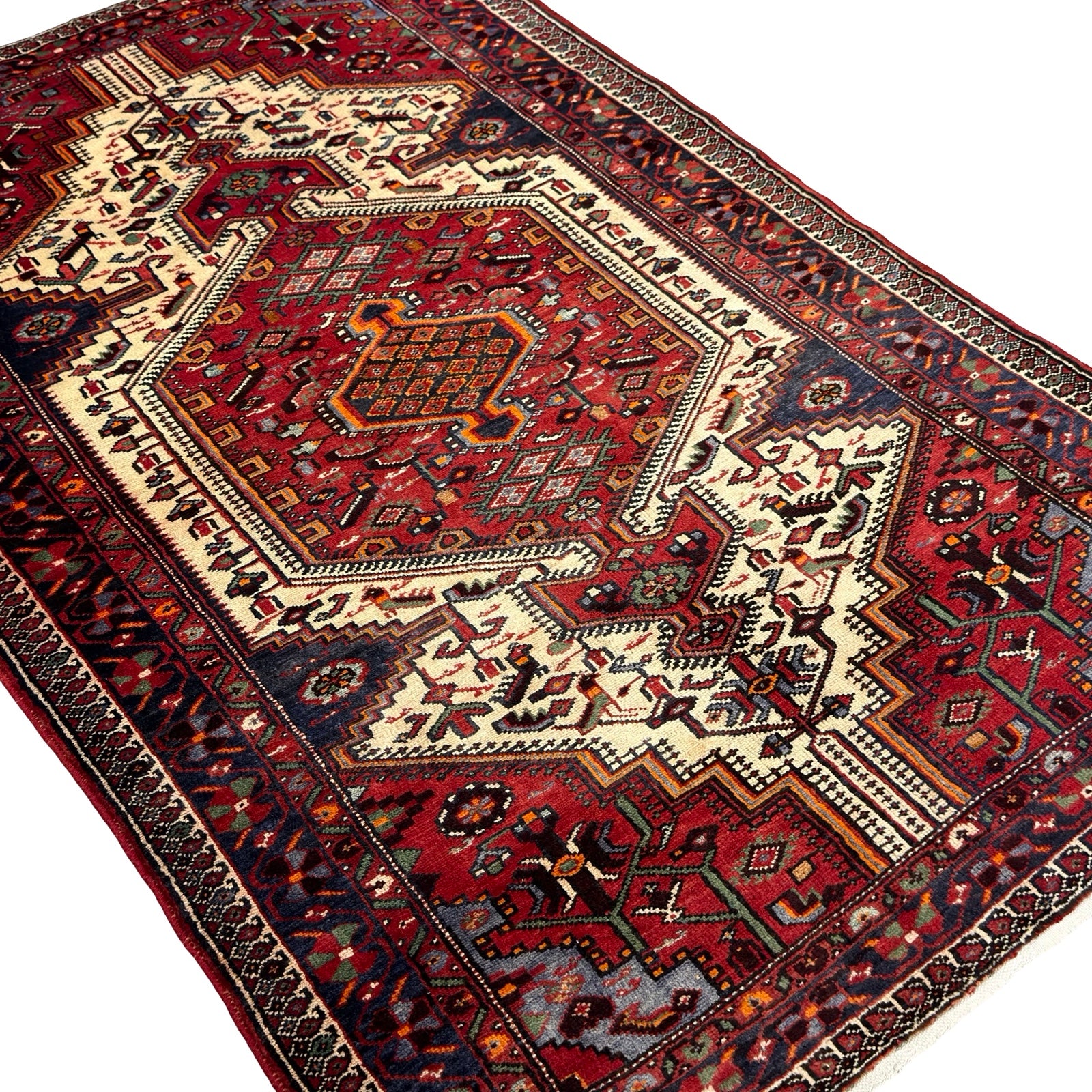 227 x 146 cm Vintage Persian Hamadan Wool Rug