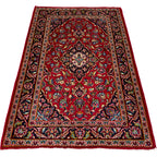 156 x 104 cm Hand-Knotted Persian Kashan Wool Rug