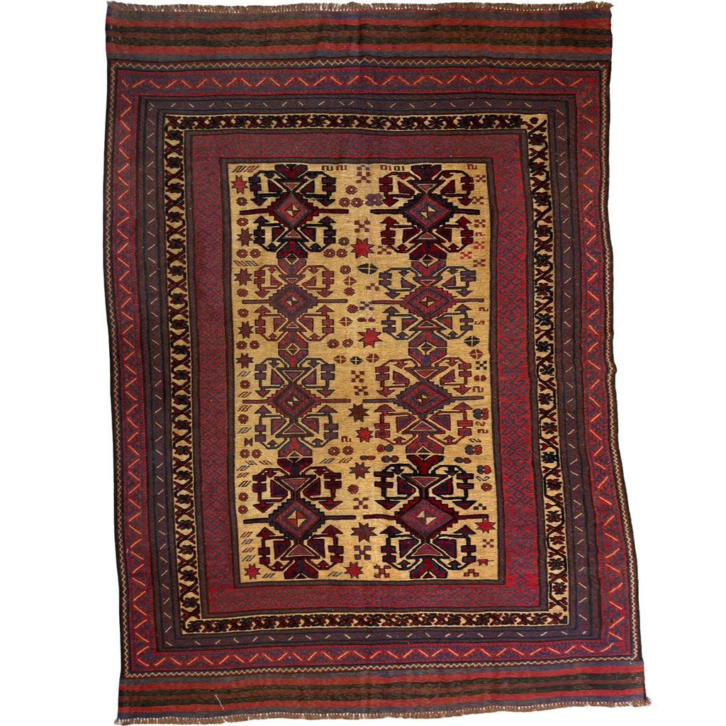 300 x 200 cm Kilim-Barjesta with Star Medallion Field – Handwoven Wool