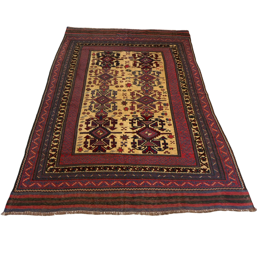300 x 200 cm Kilim-Barjesta with Star Medallion Field – Handwoven Wool