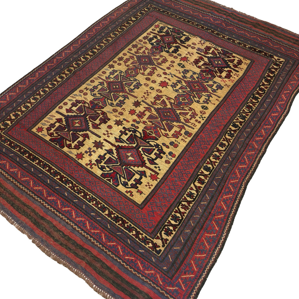 300 x 200 cm Kilim-Barjesta with Star Medallion Field – Handwoven Wool