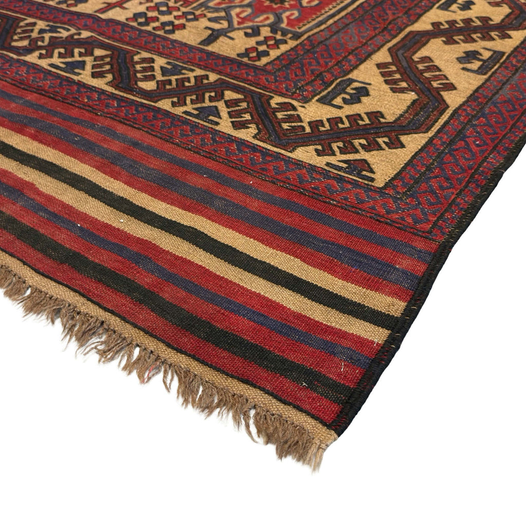 280 x 195 cm Tribal Kilim-Barjesta with Nine Tribal Floral Panels – Hand Woven Wool Rug