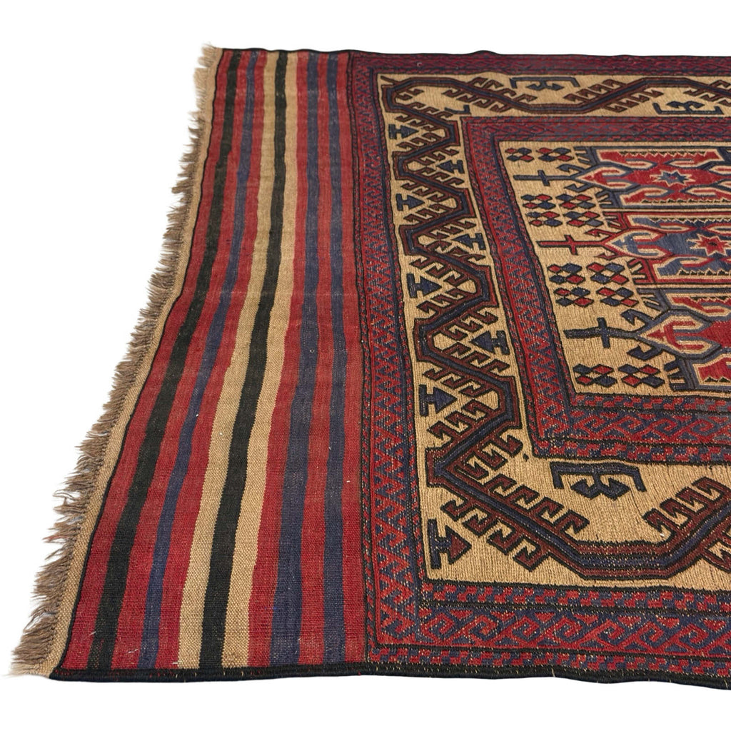 280 x 195 cm Tribal Kilim-Barjesta with Nine Tribal Floral Panels – Hand Woven Wool Rug
