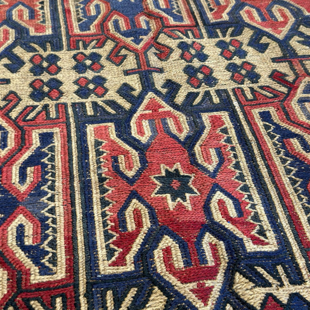 280 x 195 cm Tribal Kilim-Barjesta with Nine Tribal Floral Panels – Hand Woven Wool Rug