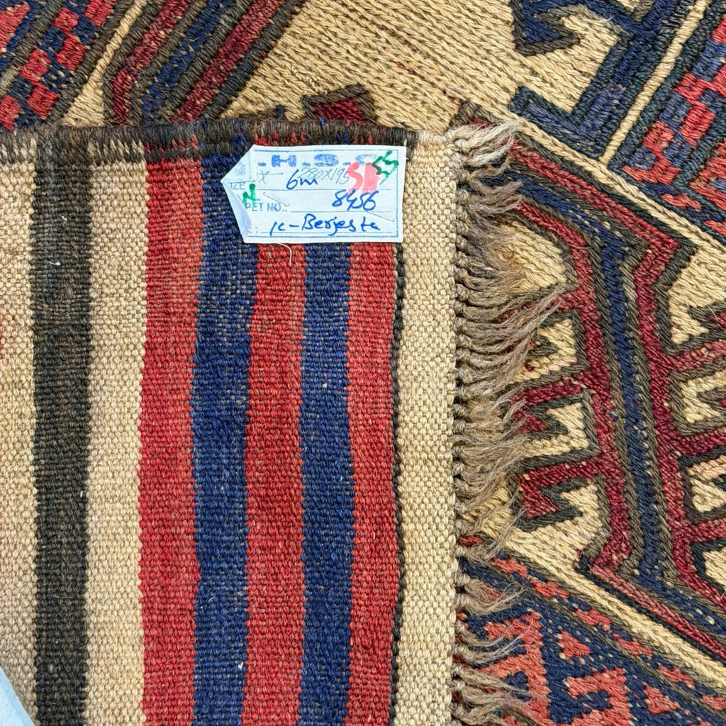 280 x 195 cm Tribal Kilim-Barjesta with Nine Tribal Floral Panels – Hand Woven Wool Rug