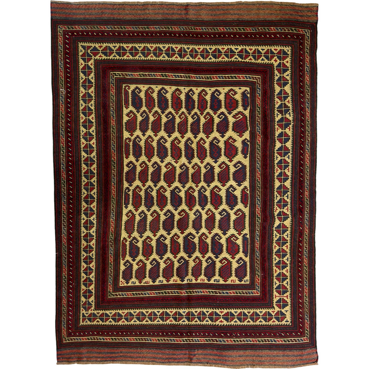 269 x 193 cm Tribal Kilim-Barjesta With All-Over Boteh Design – Hand Woven Wool Rug