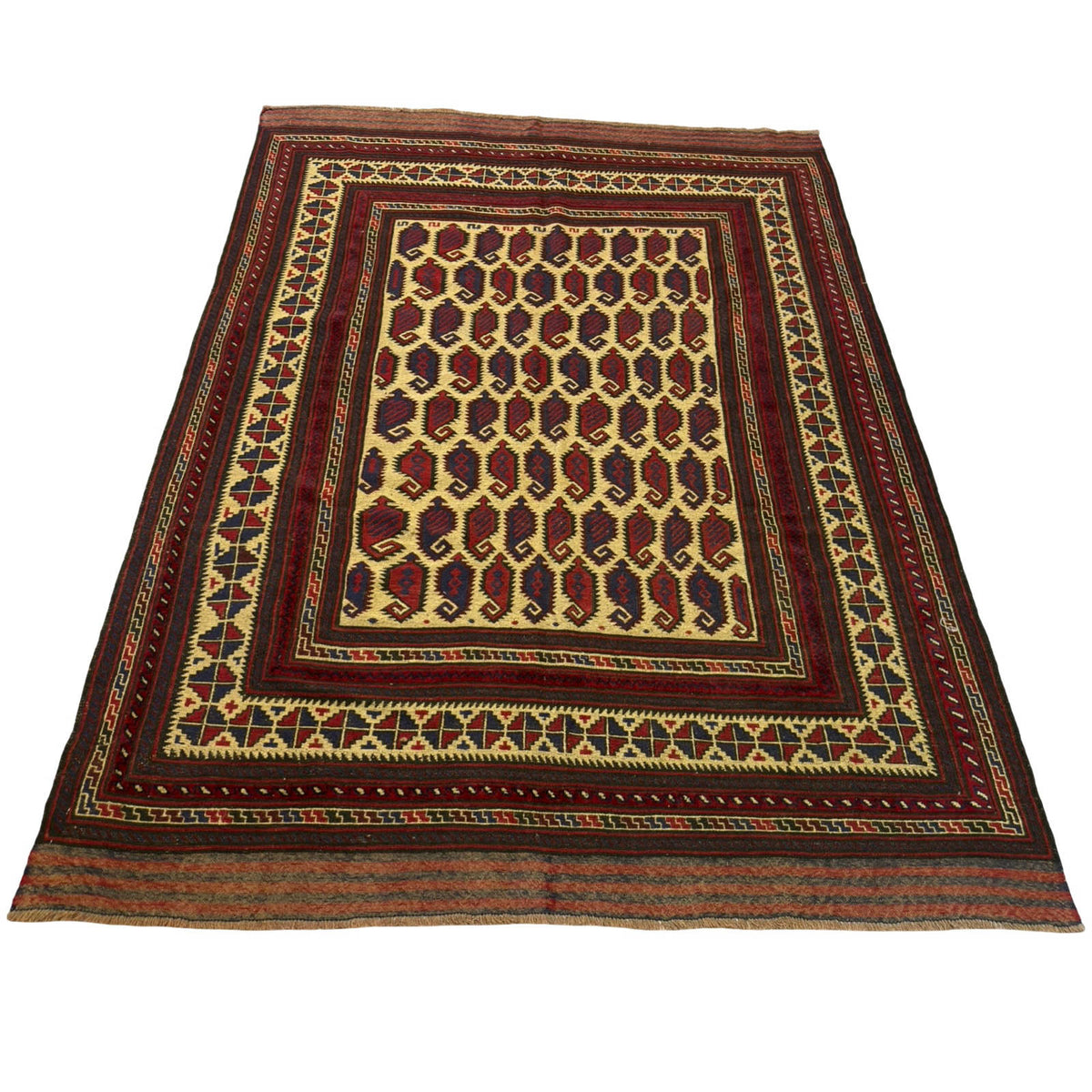 269 x 193 cm Tribal Kilim-Barjesta With All-Over Boteh Design – Hand Woven Wool Rug