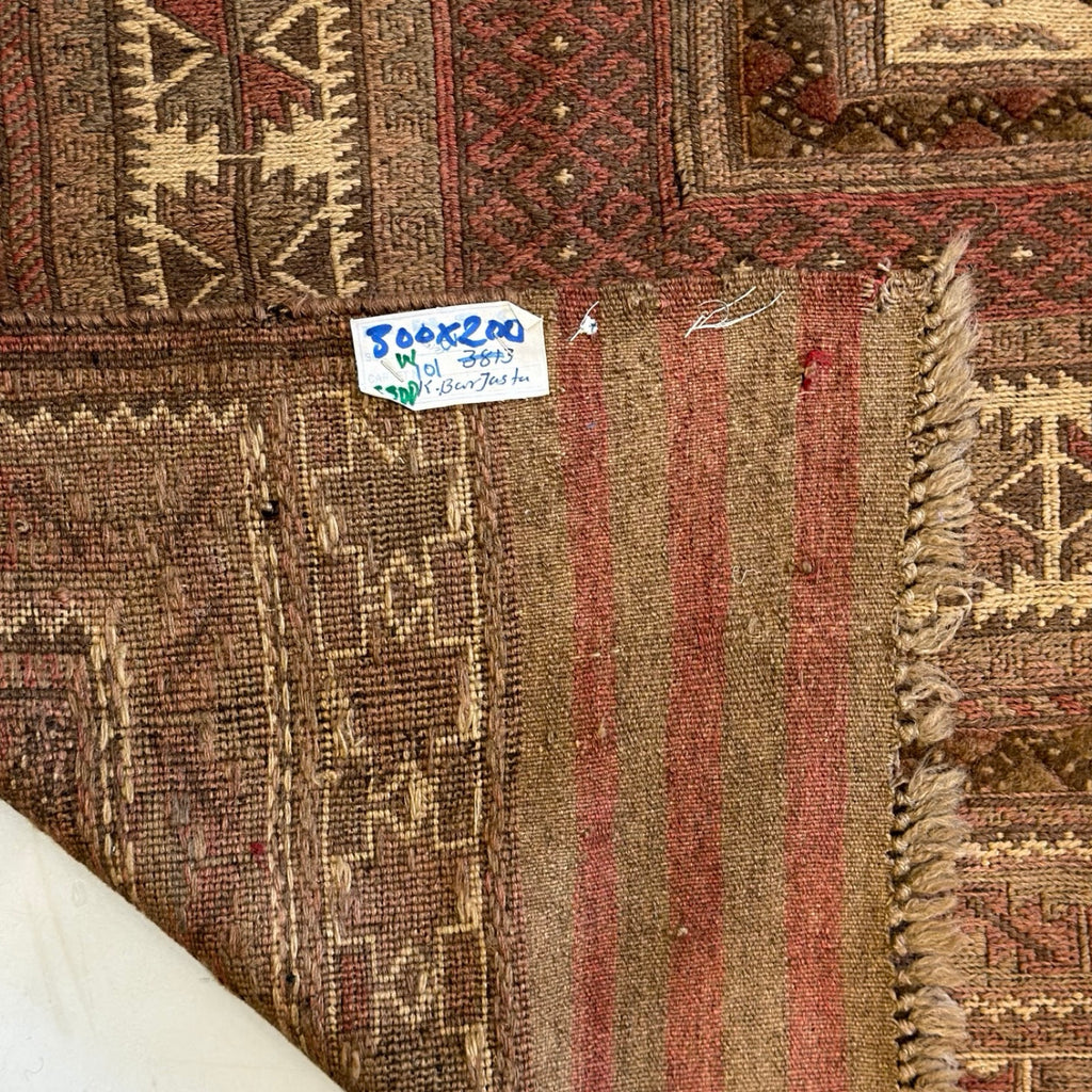 300 x 200 cm Sun-Washed Vintage Afghan Kilim-Barjesta Wool Rug
