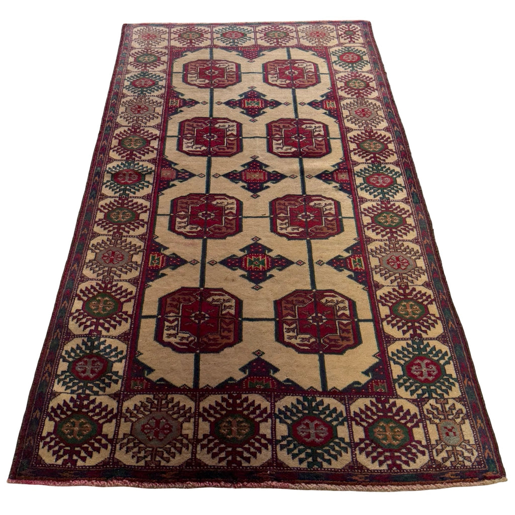 195 x 100 cm Hand Knotted Afghan Bokhara Design Baluch Rug