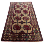 195 x 100 cm Hand Knotted Afghan Bokhara Design Baluch Rug