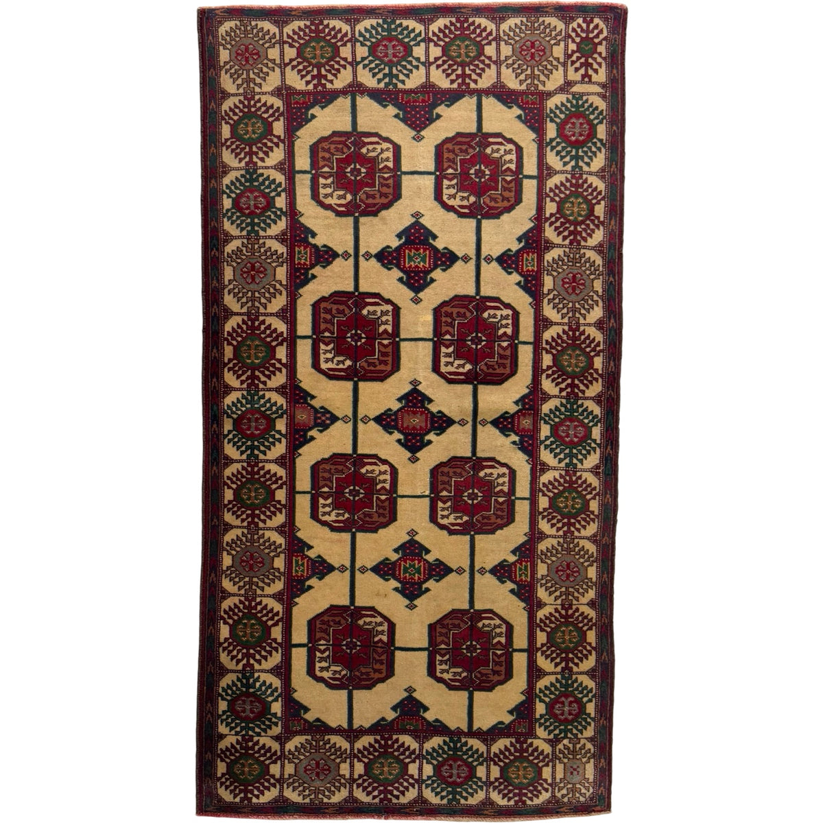 195 x 100 cm Hand Knotted Afghan Bokhara Design Baluch Rug