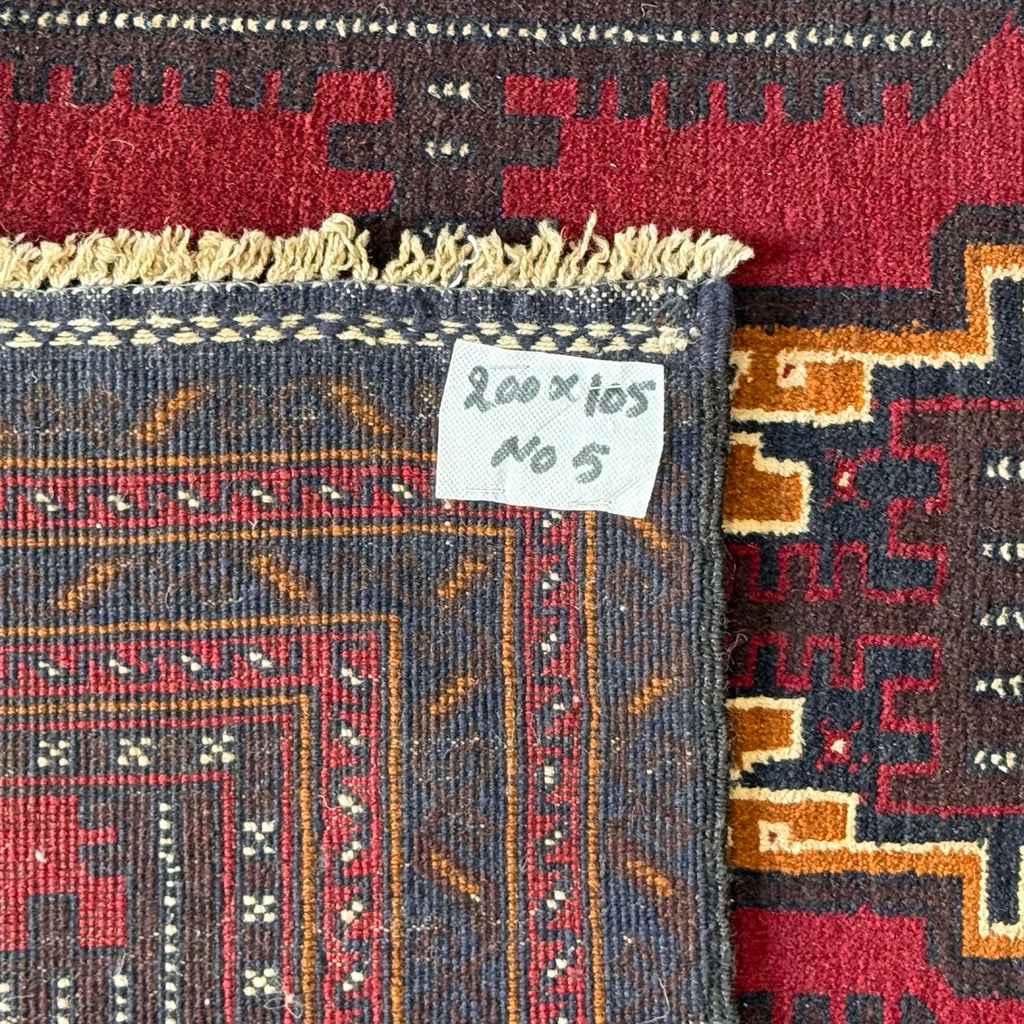 200 x 105 cm Hand Knotted Afghan Tribal Baluch Rug